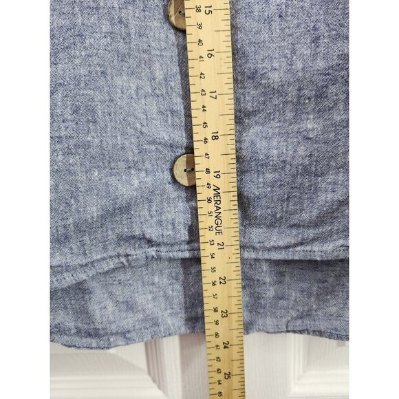 Zara Woman Sz Med  Soft Blue Chambray Fabric Tied Sleeves Casual Sophisticated - Picture 7 of 8